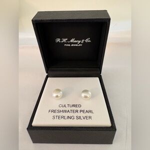 Macy's Sterling Silver Pearl Earrings